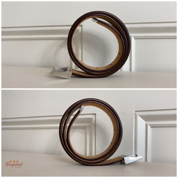 Authentic Louis Vuitton Brown Monogram Canvas Ceinture Silver Buckle Belt 80/32